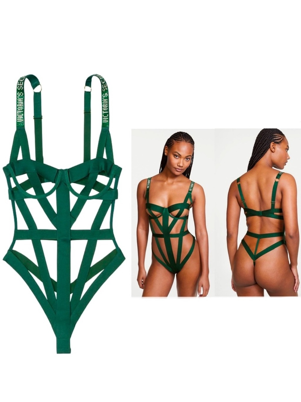 Victoria's Secret Emerald Green Strappy Cutout One-Piece Swimsuit